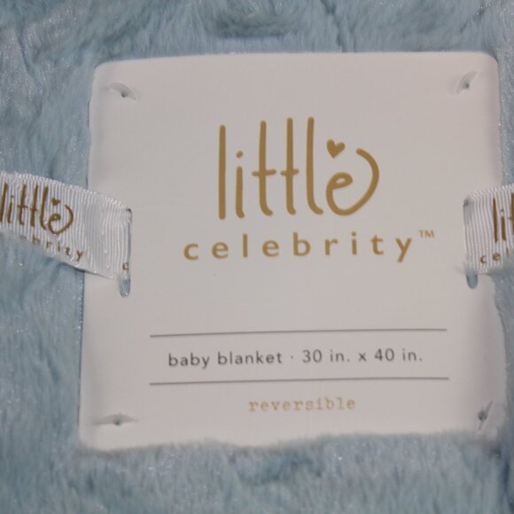 Little Celebrity Blue Faux Fur Plush Pom Pom Baby Blanket Infant Boys NWT RARE - Picture 2 of 5